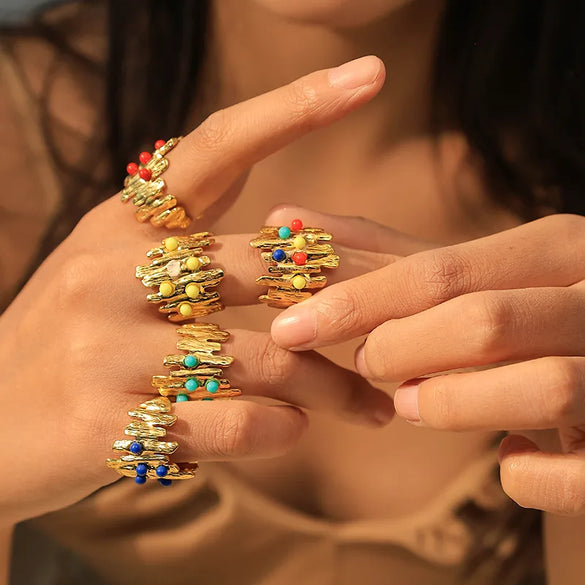 Wholesale Jewelry Novelty Pastoral Streetwear Stump 304 Stainless Steel 14K Gold Plated Plating Open Rings