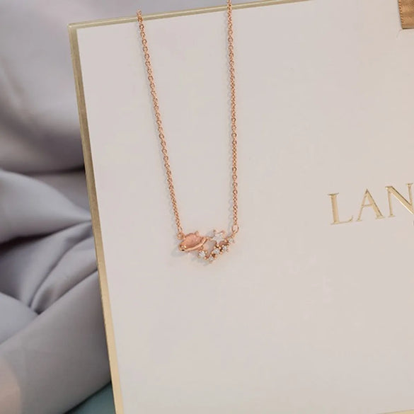 Wholesale Jewelry Novelty Planet Alloy Artificial Gemstones Pendant Necklace