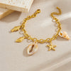 Wholesale Jewelry Ocean Series Beach Style Stainless Steel Animal Zodiac Pendant Bracelet Gold Plated