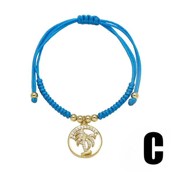 Wholesale Jewelry Ocean Series Starfish Sailboat Fish Pendant Handwoven Copper Electroplated Unisex Bracelet