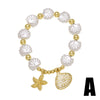 Wholesale Jewelry Ocean Series Starfish Shell Love Pendant Copper Gold Plated Geometric Style Bracelet