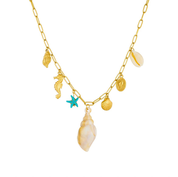 Wholesale Jewelry Ocean Style Animal Zodiac Goldplated Stainless Steel Pendant Necklace