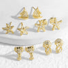 Wholesale Jewelry Ocean Style Copper Goldplated Geometric Starfish Octopus Earrings