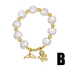 Wholesale Jewelry Ocean Style Copper Pearl Shell Starfish Geometric Pendant Goldplated Bracelet