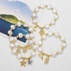 Wholesale Jewelry Ocean Style Copper Pearl Shell Starfish Geometric Pendant Goldplated Bracelet