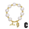 Wholesale Jewelry Ocean Style Copper Pearl Shell Starfish Geometric Pendant Goldplated Bracelet