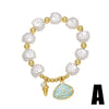 Wholesale Jewelry Ocean Style Copper Pearl Shell Starfish Whale Gold Plated Bracelet
