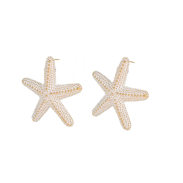 Wholesale Jewelry Ocean Style Exaggerated Colorful Starfish Stainless Steel 18K Electroplated Geometric Necklace