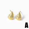 Wholesale Jewelry Ocean Style Geometric Copper Starfish Heart Sailboat Real Gold Plated Earrings Unisex
