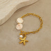 Wholesale Jewelry Ocean Style Natural Shell Starfish Stainless Steel Goldplated Geometric Pendant Necklace For Women