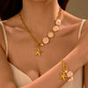 Wholesale Jewelry Ocean Style Natural Shell Starfish Stainless Steel Goldplated Geometric Pendant Necklace For Women