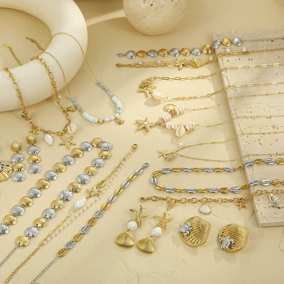 Wholesale Jewelry Ocean Style Stainless Steel Geometric Electroplating Women's Collection