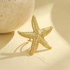 Wholesale Jewelry Ocean Style Stainless Steel Ring Shell Starfish Titanium Steel Open Ring Light Luxury Electroplating