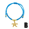 Wholesale Jewelry Ocean Style Starfish Small Fish Pendant Copper Braided Bracelet Electroplated