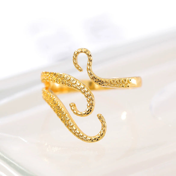 Wholesale Jewelry Octopus Foot Ring Copper 18K Gold Plated Electroplated Unisex
