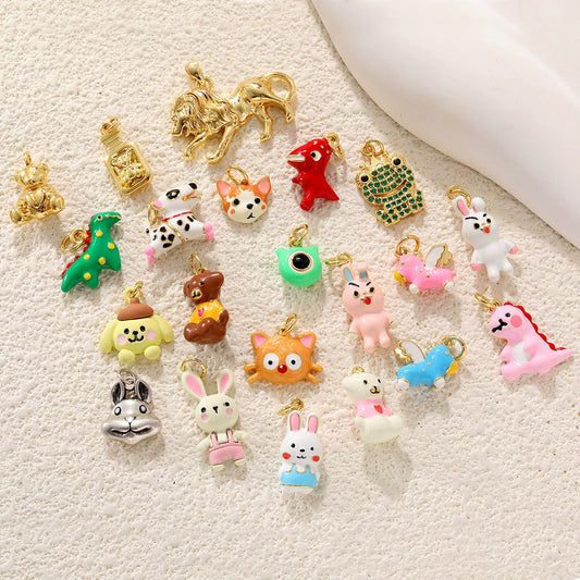 Wholesale Jewelry Oil Dripping Animals Copper Goldplated Pendant Necklace And Bracelet Accessories