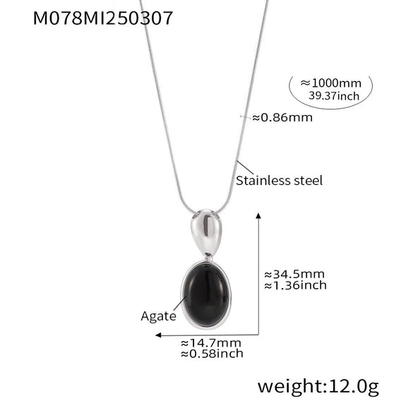 Wholesale Jewelry Oval Tiger's Eye Stone 316L Stainless Steel 316L Stainless Steel Pvd Plated Electroplated Geometric Light Luxury Long Necklace