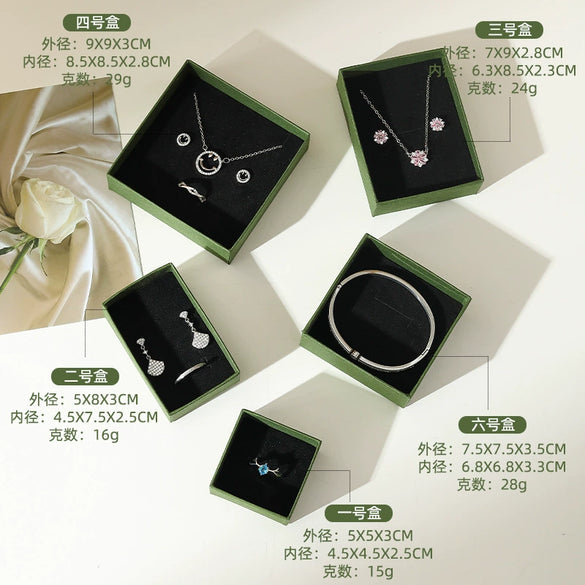 Wholesale Jewelry Packaging Box Kapok Green Heaven And Earth Cover Box Paper Cardboard Material