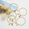 Wholesale Jewelry Pearl Beaded Cross Cherry Fruit Pendant Goldplated Copper Bracelet Unisex