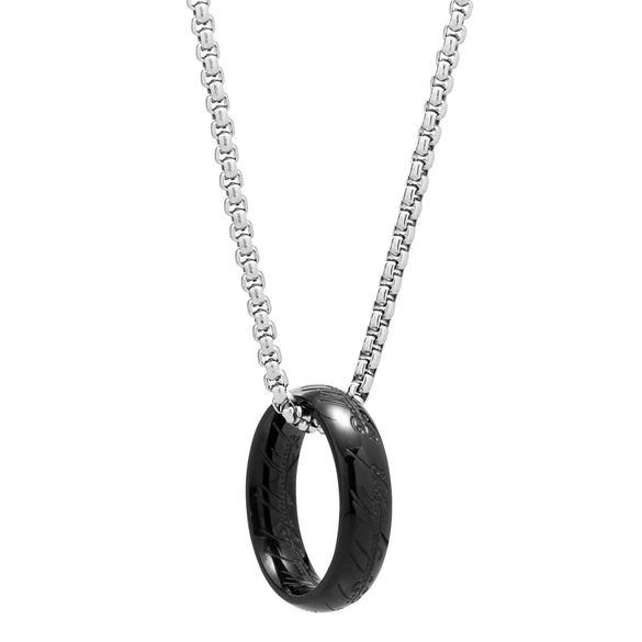 Wholesale Jewelry Pearl Chain Titanium Steel Pendant Necklace With Letters Numbers Text Electroplated For Men