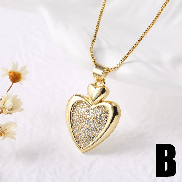 Wholesale Jewelry Pearl Cross Heart Copper Geometric Box Chain Necklace With Electroplating