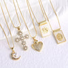 Wholesale Jewelry Pearl Cross Heart Copper Geometric Box Chain Necklace With Electroplating