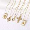 Wholesale Jewelry Pearl Cross Heart Copper Geometric Box Chain Necklace With Electroplating