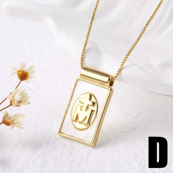 Wholesale Jewelry Pearl Cross Heart Copper Geometric Box Chain Necklace With Electroplating