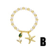 Wholesale Jewelry Pearl Flower Starfish Fish Tail Pendant Bracelet Copper Gold Plated