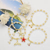 Wholesale Jewelry Pearl Flower Starfish Fish Tail Pendant Bracelet Copper Gold Plated