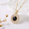 Wholesale Jewelry Pearl Oil Drop Round Geometric Copper Electroplated Necklace Clavicle Chain