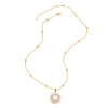 Wholesale Jewelry Pearl Oil Drop Round Geometric Copper Electroplated Necklace Clavicle Chain