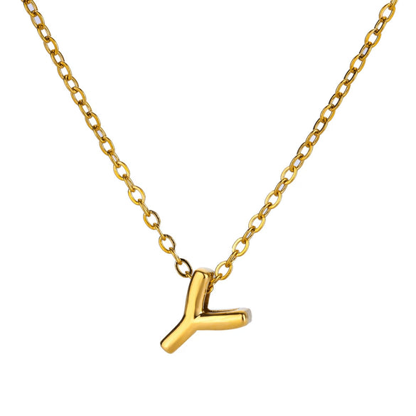 Wholesale Jewelry Pendant Necklace Copper 18K Gold Electroplated 3D Bubble Letter Minimalist Style