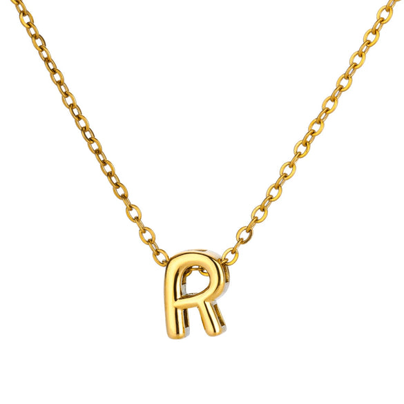 Wholesale Jewelry Pendant Necklace Copper 18K Gold Electroplated 3D Bubble Letter Minimalist Style