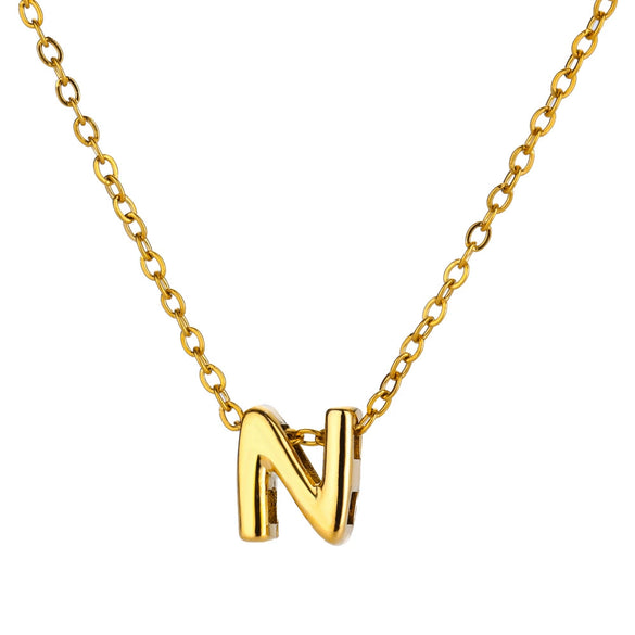 Wholesale Jewelry Pendant Necklace Copper 18K Gold Electroplated 3D Bubble Letter Minimalist Style