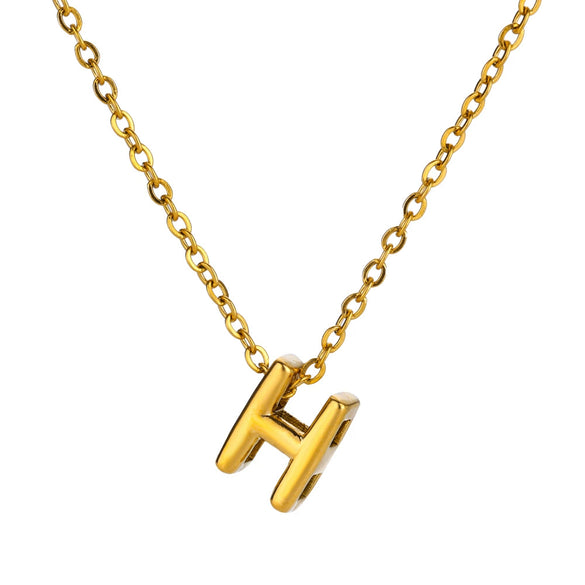 Wholesale Jewelry Pendant Necklace Copper 18K Gold Electroplated 3D Bubble Letter Minimalist Style