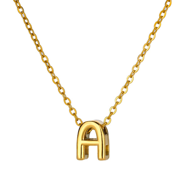 Wholesale Jewelry Pendant Necklace Copper 18K Gold Electroplated 3D Bubble Letter Minimalist Style