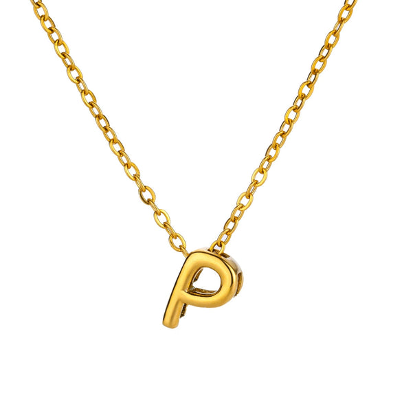 Wholesale Jewelry Pendant Necklace Copper 18K Gold Electroplated 3D Bubble Letter Minimalist Style