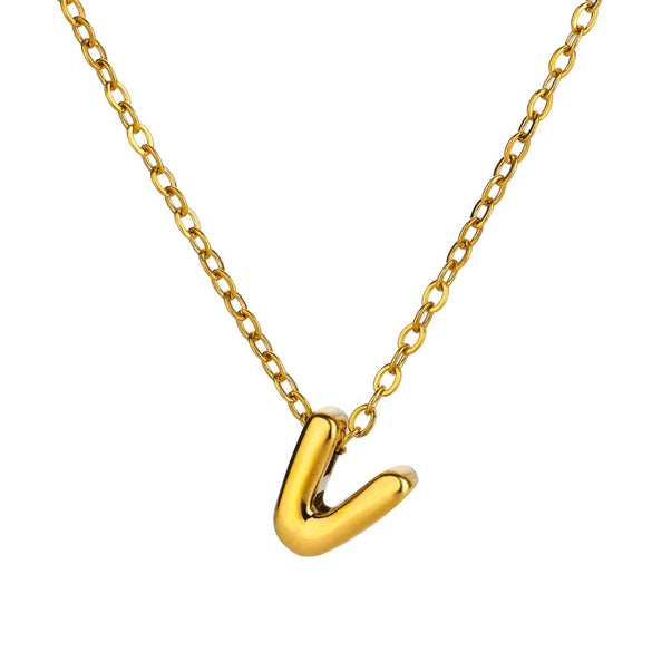 Wholesale Jewelry Pendant Necklace Copper 18K Gold Electroplated 3D Bubble Letter Minimalist Style