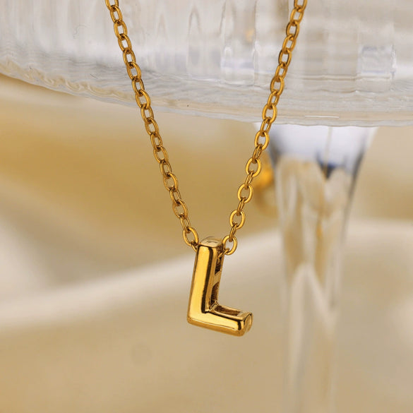 Wholesale Jewelry Pendant Necklace Copper 18K Gold Electroplated 3D Bubble Letter Minimalist Style