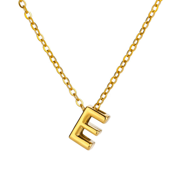 Wholesale Jewelry Pendant Necklace Copper 18K Gold Electroplated 3D Bubble Letter Minimalist Style