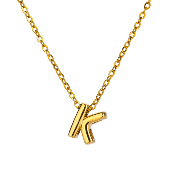 Wholesale Jewelry Pendant Necklace Copper 18K Gold Electroplated 3D Bubble Letter Minimalist Style