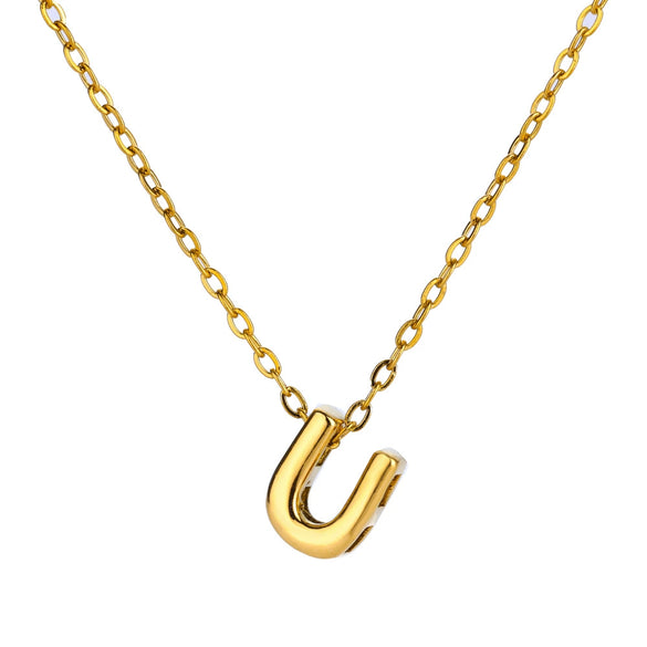Wholesale Jewelry Pendant Necklace Copper 18K Gold Electroplated 3D Bubble Letter Minimalist Style