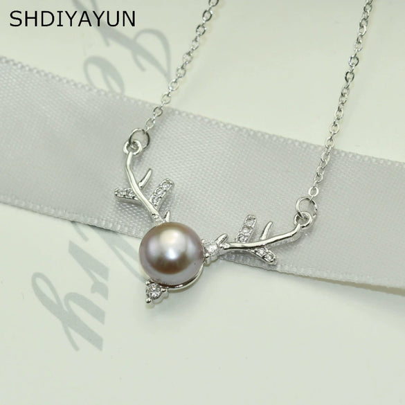 Wholesale Jewelry Pendant 925 Silver Microinlaid Deer And Reindeer Freshwater Pearl Copper Goldplated Colorpreserving
