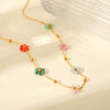 Wholesale Jewelry Plant Flowers Geometric Stainless Steel And Titanium Steel Electroplated Necklace For Women