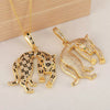 Wholesale Jewelry Punk Hiphop Style Leopard Pendant Necklace Copper Plated Real Gold With Zircon And Geometric Design