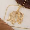Wholesale Jewelry Punk Hiphop Style Leopard Pendant Necklace Copper Plated Real Gold With Zircon And Geometric Design