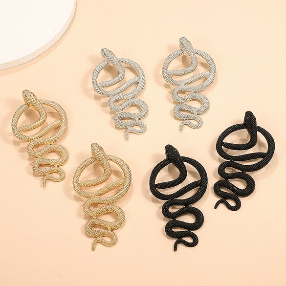 Wholesale Jewelry Punk Style Alloy Snake Earrings With Electroplating