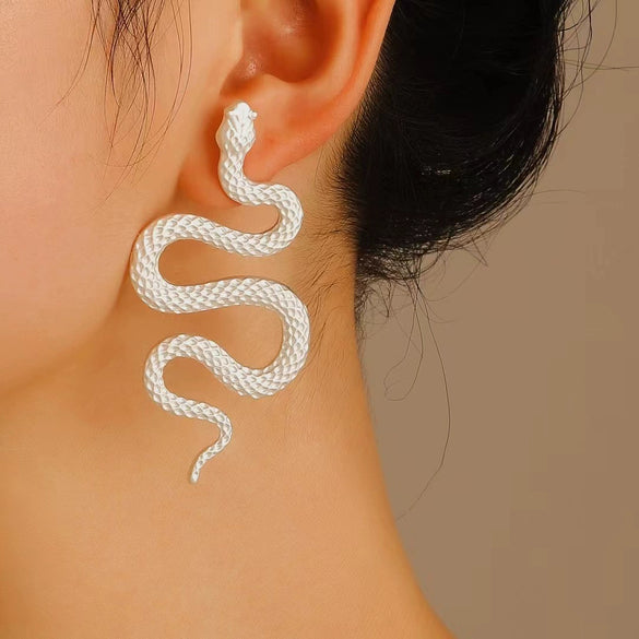 Wholesale Jewelry Punk Style Alloy Snake Earrings With Electroplating