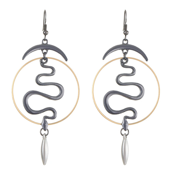 Wholesale Jewelry Punk Style Alloy Snake Earrings With Electroplating